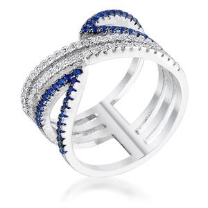 Women's White Gold Rhodium Plated Cubic Zirconia Size 6 Designer Ring
